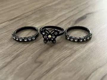 ANNA SUI 3연 반지 레이어드 나비 반지
