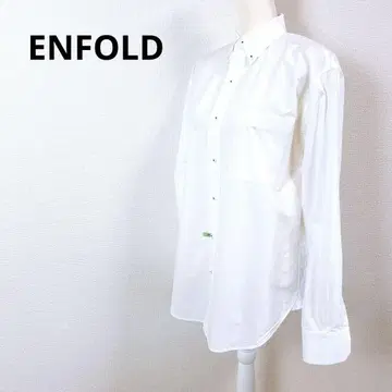 엔폴드 버튼 다운 롱 디자인 셔츠 긴팔 화이트 38 로고 입 버튼