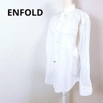 엔폴드 버튼 다운 롱 디자인 셔츠 긴팔 화이트 38 로고 입 버튼
