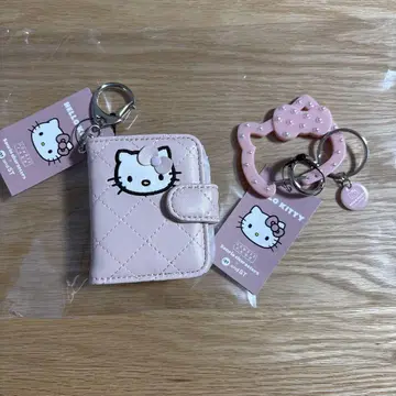 로리즈팜 헬로키티 퀼팅 참 핑크 카라비너 2개