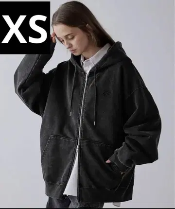 [CLEL] 헤비웨이트 로고 자수 풀 집업 후드티 XS 블랙 계열