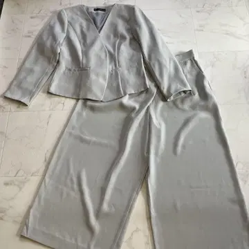 미사용 IEDIT 수트 노카라 와이드 팬츠 그레이 XL