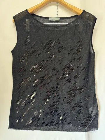 GENNY 제니 이탈리아제 스팽글 탱크탑 시어 블랙