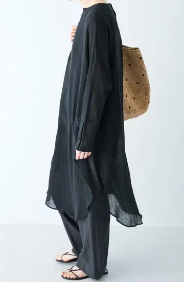 새상품급 카구레 거즈 롱 튜닉 블랙