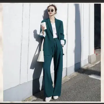 세일 현품 한정 새상품 셋업 자켓 와이드 팬츠 한국 수트