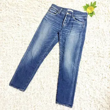 [ MOUSSY ] 스트레이트 데님 청바지 색빠짐 가공 코튼 혼방
