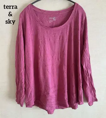 terra & sky 핑크 긴팔 T셔츠 1X