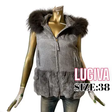 A524 LUGIVA 후드 퍼 이소재 퀼팅 다운 베스트