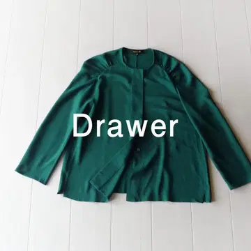새상품급 드로어 77만엔 실크 노카라 블라우스 그린 Drawer