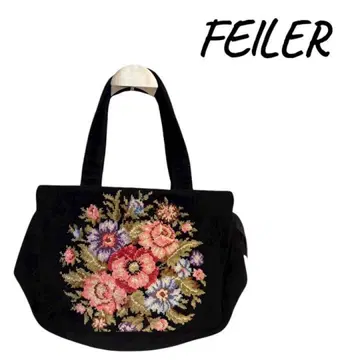 [새상품급] FEILER 플라워 자수 토트백 블랙