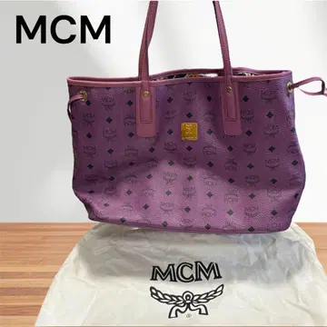 [ 새상품급 ] MCM 토트백 리버서블 비세토스 퍼플 표범 무늬
