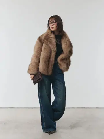 lumier 사이드 턱 빈티지 와이드 데님 블루 M 사이즈