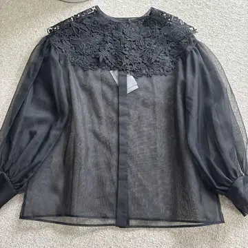 UNITED ARROWS 블랙 레이스 블라우스 FREE