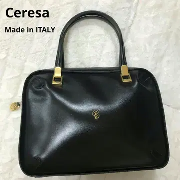 ceresa 체레자 ITALY 블랙 가죽 핸드백 금 플레이트
