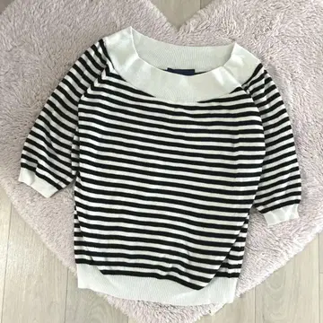 ships 코튼 보트넥 풀오버 보더 무늬 베이직 심플