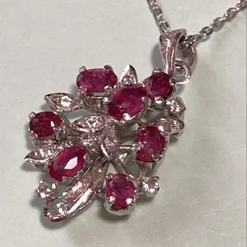 SILVER 루비 펜던트 탑 목걸이