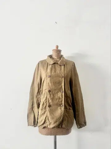 [새상품급] ARMEN 린넨 헤링본 라운드 칼라 더블 자켓