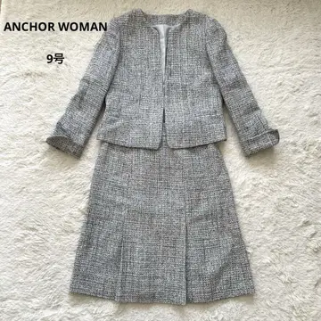 ANCHOR WOMAN 트위드 노카라 스커트 수트 9호