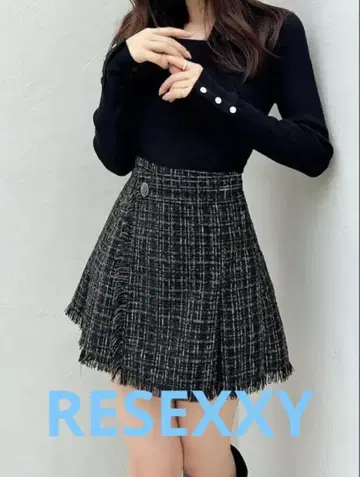 RESEXXY 트위드 랩 미니 스커트
