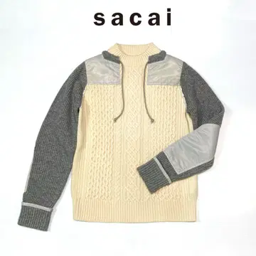 새상품급 sacai 사카이 대비 패널 케이블 니트 스웨터