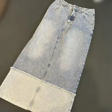 디스코트 데님 롱 스커트