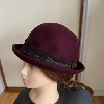 axes femme 버건디 울 펠트 햇 레이스 밴딩 포함