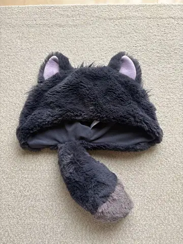 고양이 귀 달린 후드 캡 그레이