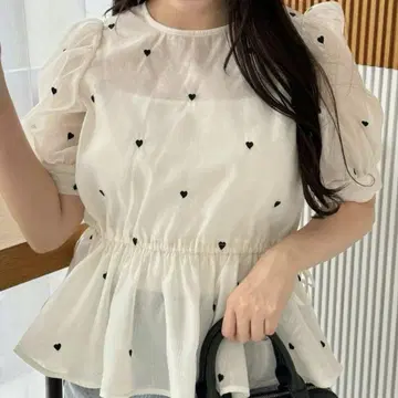 OLIVE des OLIVE 하트 자수 페플럼 블라우스