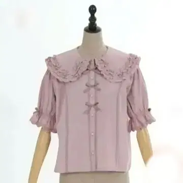 반팔 둥근 카라 코튼 블라우스 M