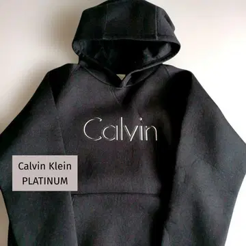 새상품급 Calvin Klein PUATINUM 후드 부착 블랙 후드티