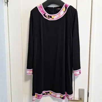 LEONARD FASHION 블랙 핑크 긴팔 튜닉 원피스