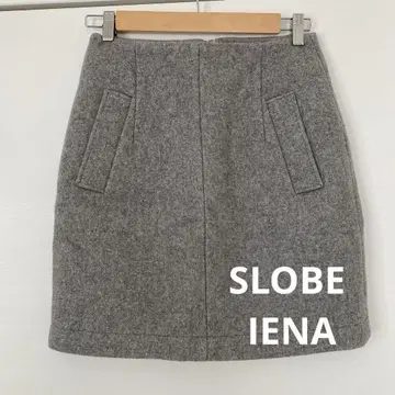 이에나 SLOBE IENA 그레이 울 사다리꼴 미니 스커트 사이즈 38