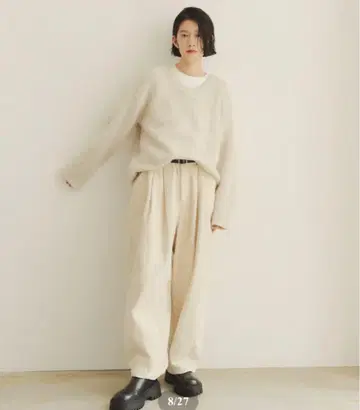 FASHIRU 아이보리 코듀로이 와이드 팬츠