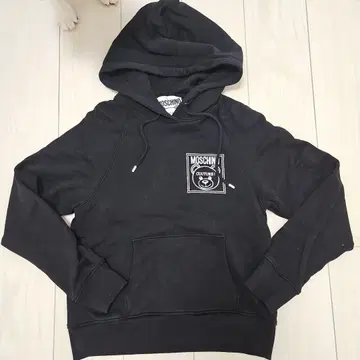 MOSCHINO 블랙 후드 부착 후드티