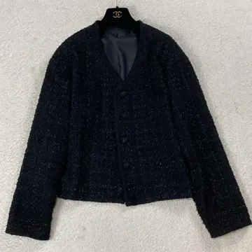 [새상품급] TAKEASY(테이크이이지) 노카라 트위드 자켓 블랙 L