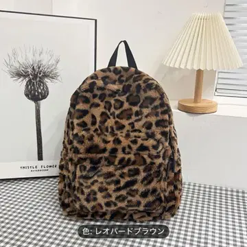 인기 레오파드 무늬 퍼 백팩