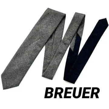 BREUER 브워 넥타이 바이컬러 울 그레이 네이비