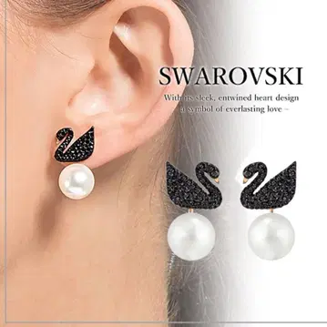 Swarovski 블랙 스완 펄 귀걸이