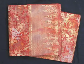 순수 실크 노포 니시진 비단 하토리제 호박 금 후쿠로 오비 이중박직