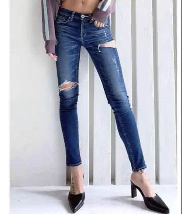 새상품급 GYDA 사이드 슬릿 데님 스키니 S