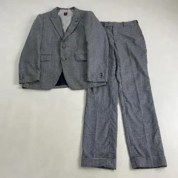 다케오 키쿠치 수트 셋업 레어 체크 3피스 실크 혼방