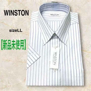 WINSTON [미사용] 반팔 스트라이프 와이셔츠 LL 화이트 비즈니스