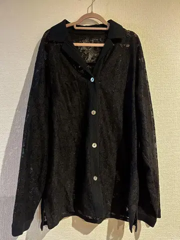 CITY SHOP 블랙 레이스 긴팔 셔츠 S