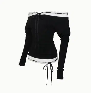 S lace trim off shoulder tops BLACK