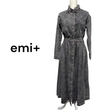 emi+ 에미플러스 웨이스트마크 데님 셔츠 원피스 블랙 롱 S