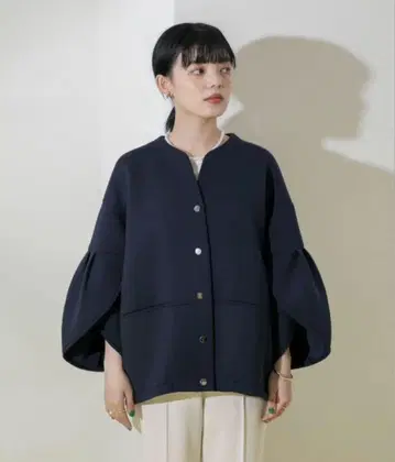 Eimee Law 노카라 자켓 소매 38 네이비