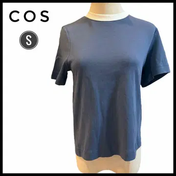 [ 새상품 ] COS 네이비 반팔 T셔츠 S 사이즈 심플 이너 가을