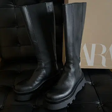 ZARA 사이드 고어 롱 부츠 통굽