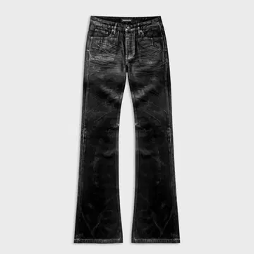 FLARED JEANS IN WAXED CHARCOAL DENIM