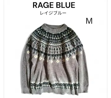 RAGE BLUE 몰 큐신 니트 노르딕 무늬 스웨터 M
